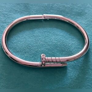 SILVER TONE NAIL HEAD BRACELET CUFF BANGLE BRACELET WITH BLING